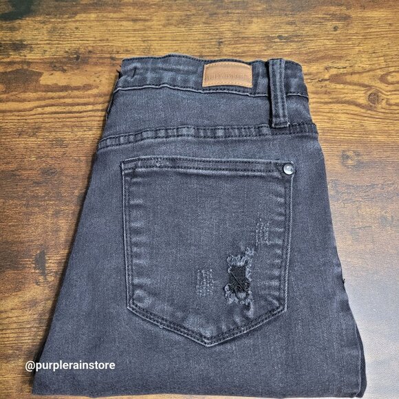 Judy Blue Jeans 28 Skinny Mid Rise Raw Hem Black Wash Stretch Denim JB88268 - Picture 3 of 13